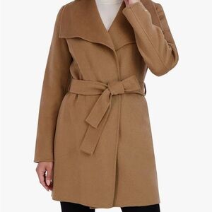 Tahari Ella Camel Belted Wrap Coat